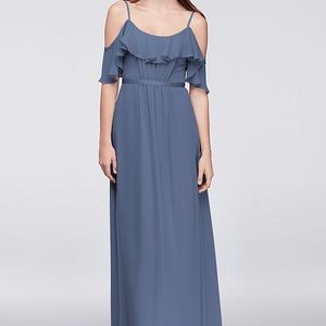 David’s Bridal Cold Shoulder Crinkle Chiffon Dress